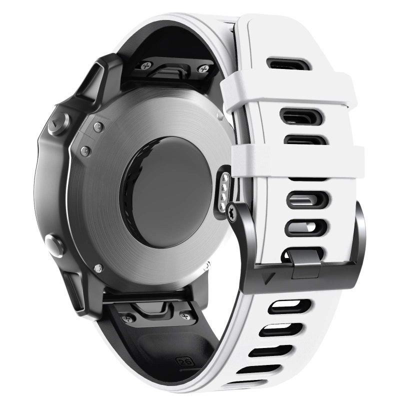 ANCOOL for Fenix 6X Pro Watch Band/Fenix 5X Watch Band/Fenix 7X Watch Band 26MM Silicone Watch Band for Fenix 8 51mm/6X/5X Plus/7X Pro(White-Black) - Image 1