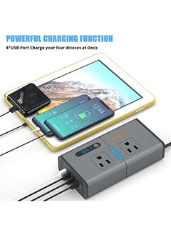 ANKOVO 200W Car Power Inverter - Car Plug Adapter Outlet Charger, DC 12V to 110V Car Inverter with USB Ports (1.2A&2.4A), QC3.0 USB, Type C - Black  - Image 3