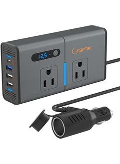 ANKOVO 200W Car Power Inverter - Car Plug Adapter Outlet Charger, DC 12V to 110V Car Inverter with USB Ports (1.2A&2.4A), QC3.0 USB, Type C - Black  - Image 1