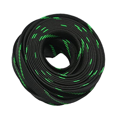 CBAZY 30ft PET Expandable Sleeving Wire Cable Sleeve (1/6", Green&Black) - Image 4