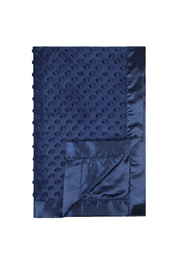 Pro Goleem - Baby Soft Minky Dot Blanket With Silky Satin Backing Baby Gifts For Boys And Girls (Navy Blue 30’’ X 40’’) - Image 1