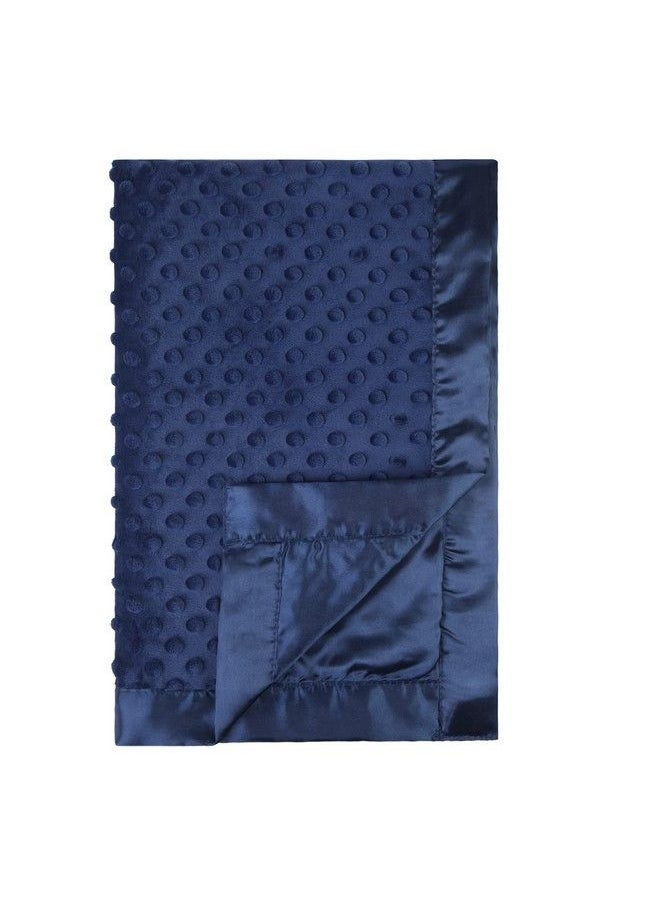 Pro Goleem - Baby Soft Minky Dot Blanket With Silky Satin Backing Baby Gifts For Boys And Girls (Navy Blue 30’’ X 40’’) - Image 1