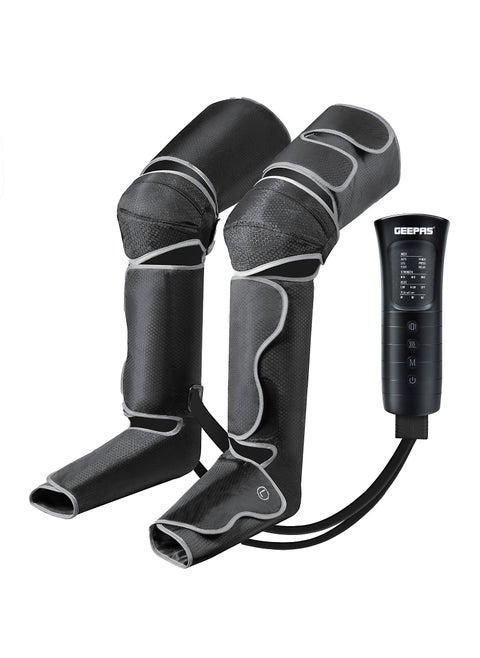 3-in-1 Foot, Calf and Thigh Massager| 6 Modes, with Adjustable Straps, 20 Minutes Timer, 2x2 Airbags | 3 Vibration Levels and Intensity Selection| Ideal for Athletes, Seniors, Perfect for Reducing Muscle Tension and Pain| 2 Years Warranty GM86096UK Black