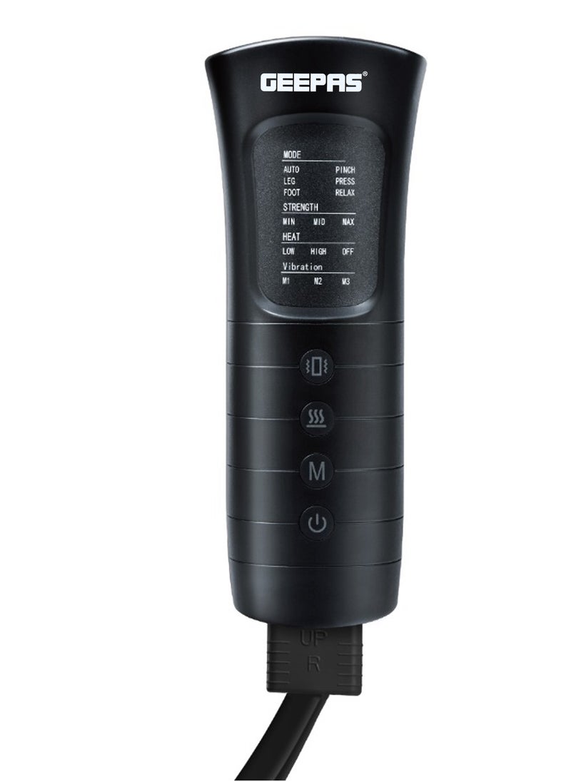 GEEPAS 3-in-1 Foot, Calf and Thigh Massager| 6 Modes, with Adjustable Straps, 20 Minutes Timer, 2x2 Airbags | 3 Vibration Levels and Intensity Selection| Ideal for Athletes, Seniors, Perfect for Reducing Muscle Tension and Pain| 2 Years Warranty GM86096UK Black  - Image 4