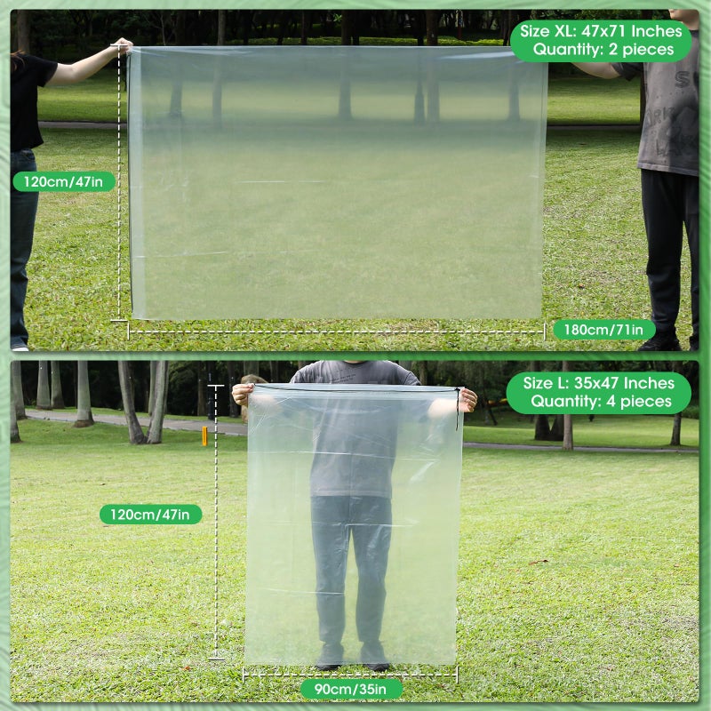 Lanboon 6 Pack Extra Large Clear Drawstring Plastic Bags, 2 Sizes Big Giant Storage Bags 47x71 Inches and 35x47 Inches, Dust Covers Drawstring Plastic Bags for Luggage, Suitcase, Furniture, Reusable - Image 5
