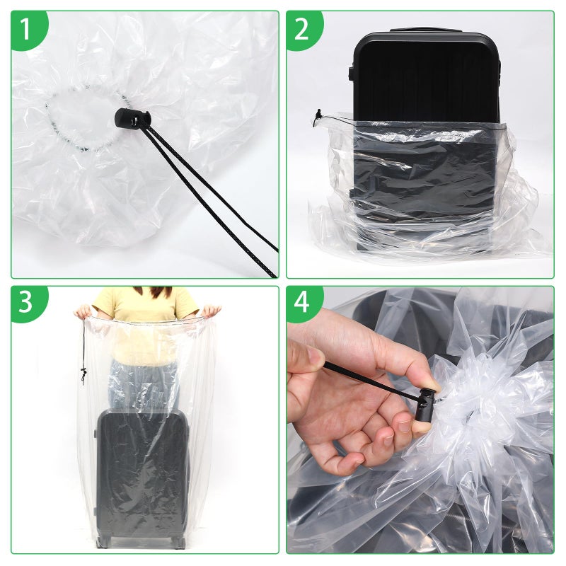 Lanboon 6 Pack Extra Large Clear Drawstring Plastic Bags, 2 Sizes Big Giant Storage Bags 47x71 Inches and 35x47 Inches, Dust Covers Drawstring Plastic Bags for Luggage, Suitcase, Furniture, Reusable - Image 2