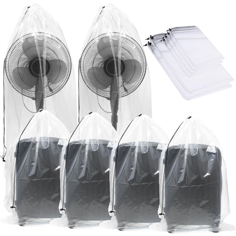 Lanboon 6 Pack Extra Large Clear Drawstring Plastic Bags, 2 Sizes Big Giant Storage Bags 47x71 Inches and 35x47 Inches, Dust Covers Drawstring Plastic Bags for Luggage, Suitcase, Furniture, Reusable - Image 1