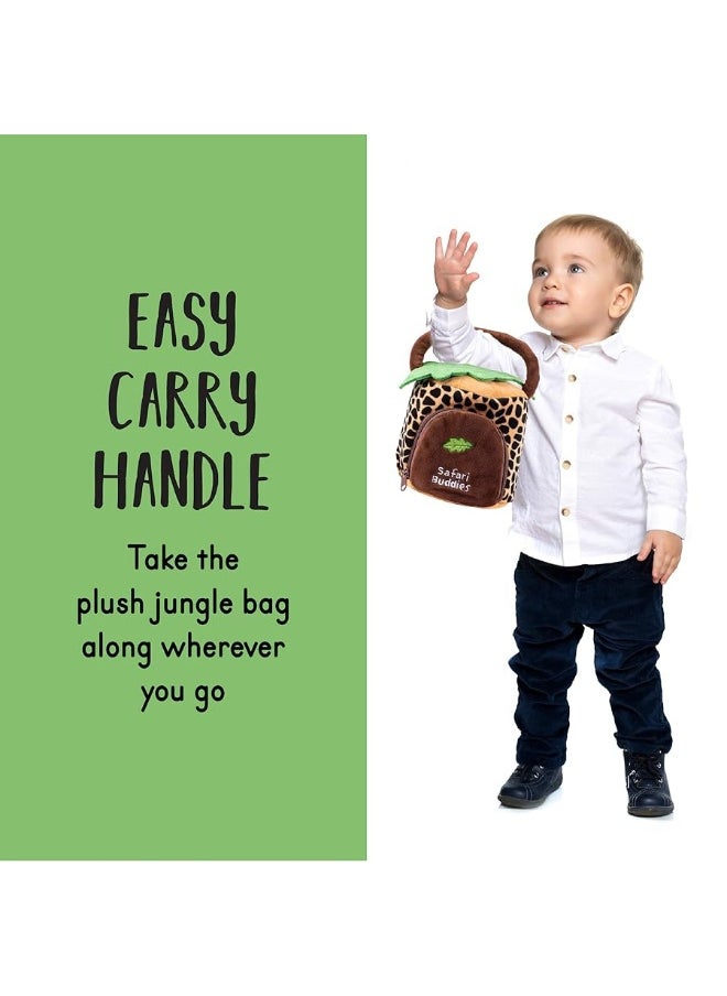 Plush Creations Talking Plush Jungle Animals Set: 4 Soft Safari toys - Elephant, Monkey, Giraffe, Tiger & Jungle House Carrier  - Image 1