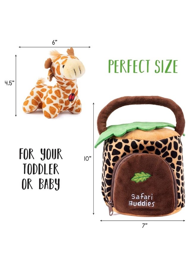 Plush Creations Talking Plush Jungle Animals Set: 4 Soft Safari toys - Elephant, Monkey, Giraffe, Tiger & Jungle House Carrier  - Image 3