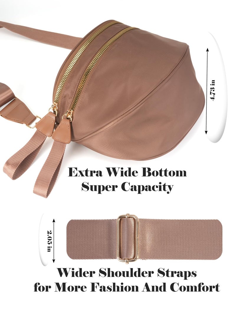 MEISEY Pure Colour Crossbody Bag Bum Bag for Women,Spacious Purse Fanny Packs Belt Bag,Oversized Bum Bag (Colour Bum Bag-Coffee) - Image 5