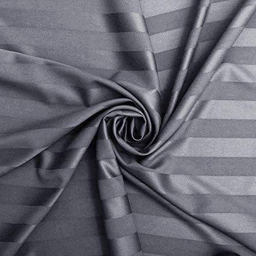 Castiqa Premium Glace Cotton Satin Queen Size Striped Duvet Cover with Zipper Closure, Gray - Image 2