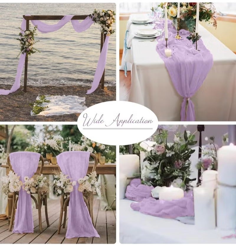 ELASAR Translucent Table Runner Chessian Tablecloth for Wedding Reception Bridal Shower Party Decoration Table Centerpiece 90*400cm Purple - Image 5