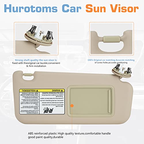 Hurotoms Left & Right Sun Visor with Light for 2006-2013 Toyota RAV4, Driver & Passenger Beige Visor Assembly, Replacement 74320-42501-B2, 74310-42452-B2, - Image 3