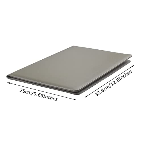 Enyuwlcm PU Leather Portfolio Folder with Clipboard Clip Padfolio for Business Interview Resume (Gray) - Image 2