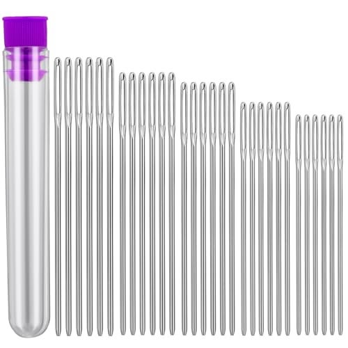 Bupete Large Eye Blunt Needles 5 Sizes Sewing Needles Metal Yarn Needles Embroidery Needles for Hand Sewing for Knitting Sewing Crochet - Image 1