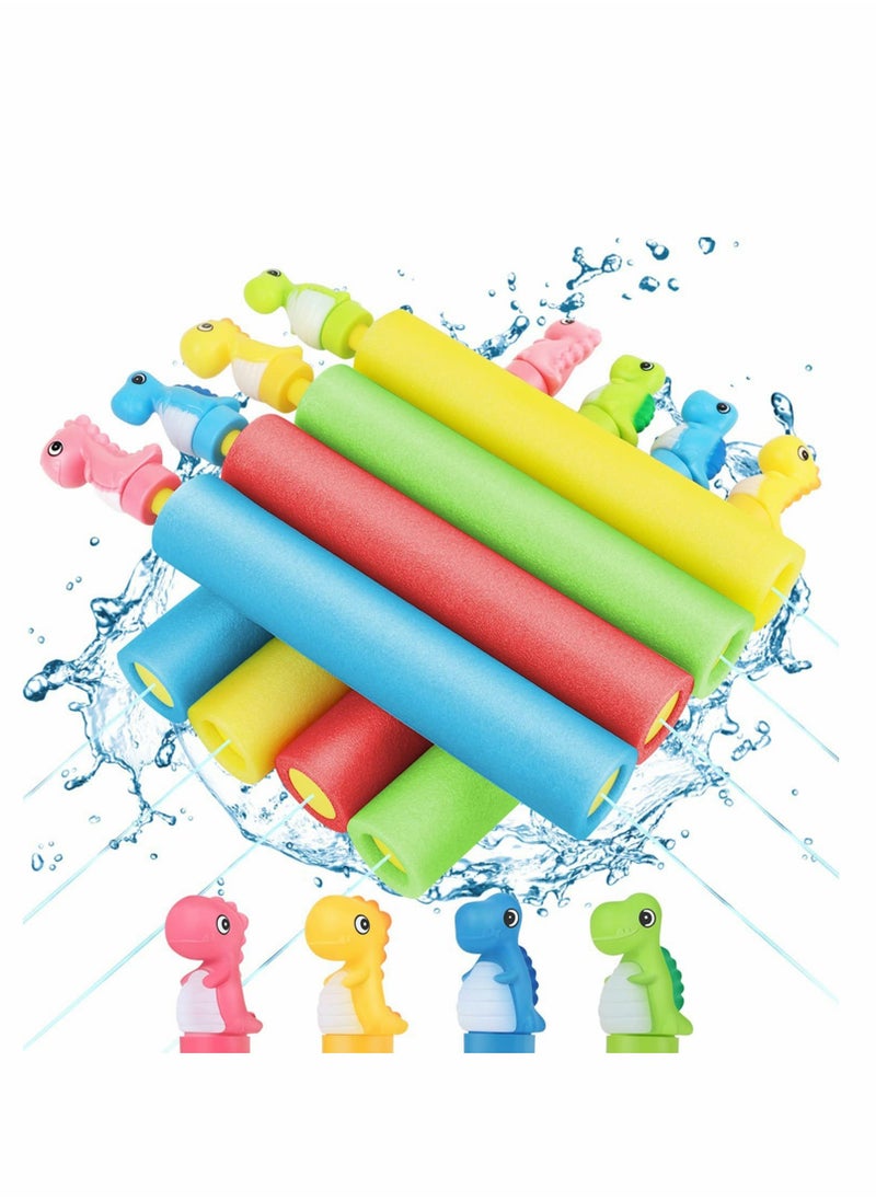 Captaintech Dinosaur Foam Water Blaster Set for Kids, 8 Pack Pool Squirters with 35 ft Range for Summer Fun at Backyard and Beach  - Image 1