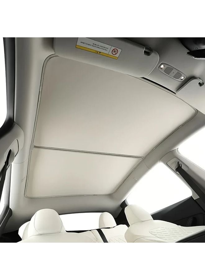 Grayish White Sunroof Sunshade For Tesla Y 2020 2024 With UV Protection - Image 2