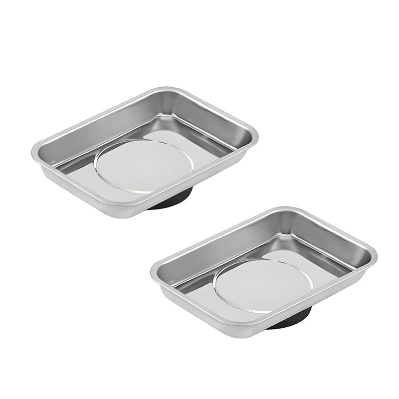Wevdn 2 PCS Magnetic Tray Holders 2536 Stainless Steel Square Magnetic Parts Tray Set Heavy Duty Thickened Tray Bowl for Screws Bolts Nuts Metal Parts Magnetic Tray for Mechanics - Image 3