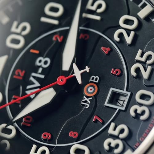 AVI-8 Mens 46mm Hawker Hurricane Clowes Automatic Wittering Pilot Watch with Genuine Leather Strap AV-4097-01 - Image 2