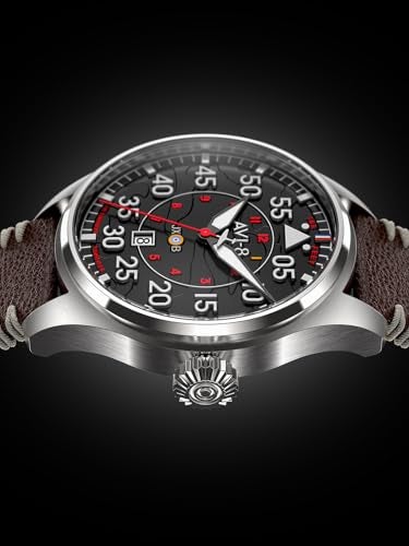 AVI-8 Mens 46mm Hawker Hurricane Clowes Automatic Wittering Pilot Watch with Genuine Leather Strap AV-4097-01 - Image 4