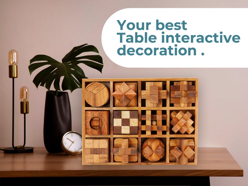 BSIRI Wooden Puzzle Box Set (12 Games) - Challenging Brain Teasers and 3D Puzzles for Adults, Interlocking Games for IQ Test, Ideal for Patio Decor and Unique Gift for Chistmas - Image 4