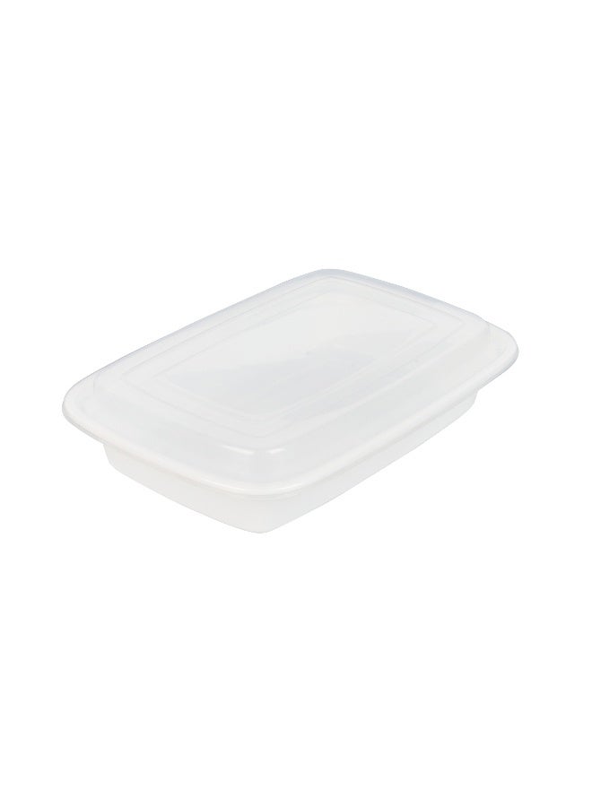 Restaurantware Asporto 24 Ounce Take Out Containers, 100 Food Containers With Lids - Microwavable, Disposable, White Plastic To Go Food Containers, No BPA, For Take Out And Delivery  - Image 1