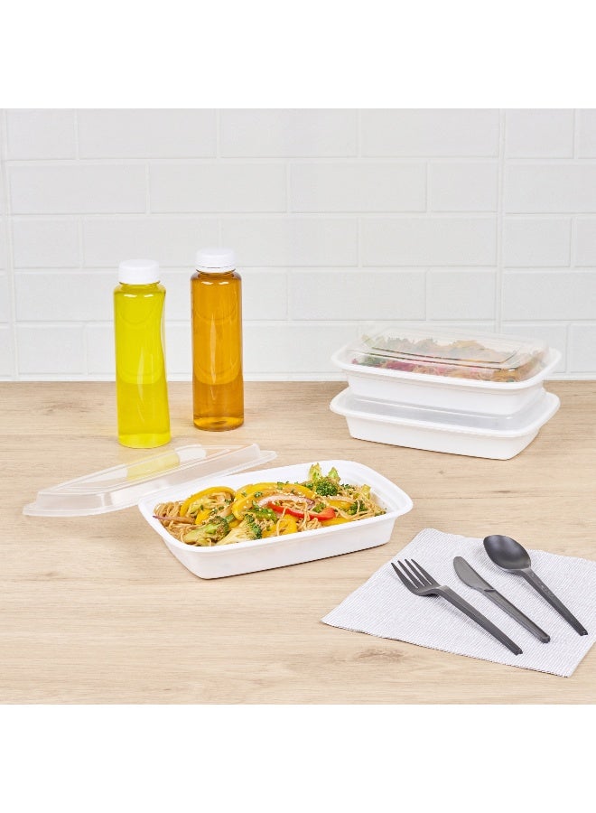 Restaurantware Asporto 24 Ounce Take Out Containers, 100 Food Containers With Lids - Microwavable, Disposable, White Plastic To Go Food Containers, No BPA, For Take Out And Delivery  - Image 3