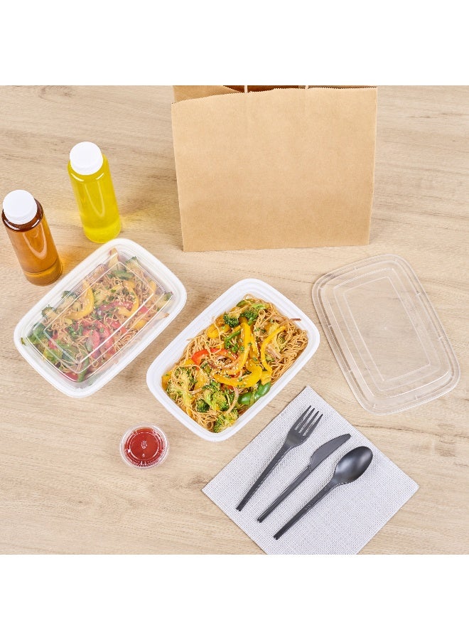 Restaurantware Asporto 24 Ounce Take Out Containers, 100 Food Containers With Lids - Microwavable, Disposable, White Plastic To Go Food Containers, No BPA, For Take Out And Delivery  - Image 5