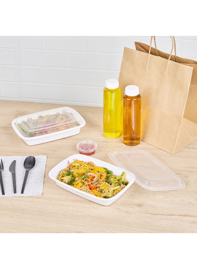 Restaurantware Asporto 24 Ounce Take Out Containers, 100 Food Containers With Lids - Microwavable, Disposable, White Plastic To Go Food Containers, No BPA, For Take Out And Delivery  - Image 4
