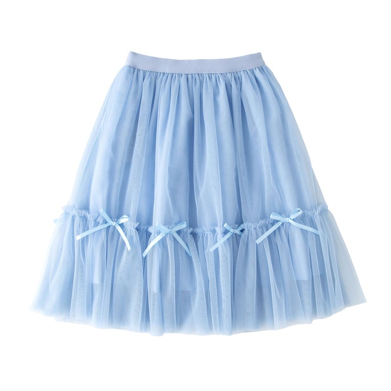 Jastore Girls High Waist Tulle Skirts A-line Mesh Skirt Midi Tutu Skirts Dress for Toddler Girl (US, Age, 5 Years, 8 Years, Grayish Blue) - Image 1