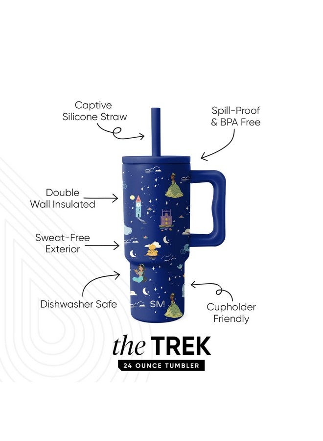 Simple Modern Simple Modern Disney Kids 24 oz Tumbler with Handle and Silicone Straw Lid | Spill Proof and Leak Resistant | Stainless Steel Bottle | Gift for Kids Boys Girls | Trek Collection | Princess Dreams - Image 2