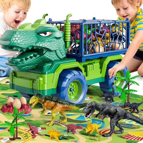 BLmukce Dinosaur Truck for Kids 24 Dinosaur Action Figure Toys for Toddler 35 with 8 Dinosaur Figures Play Mat Egg Tree TRex Transport Car Carrier Birthday Gifts Toys for Boys 2 3 4 5 6 Year Old - Image 5