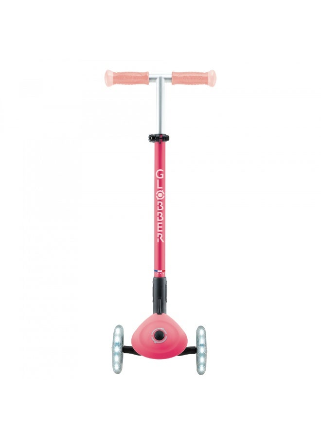 Globber Elite Lights Glow 3-Wheel Foldable Kick Scooter (Pastel Pink) - Image 1
