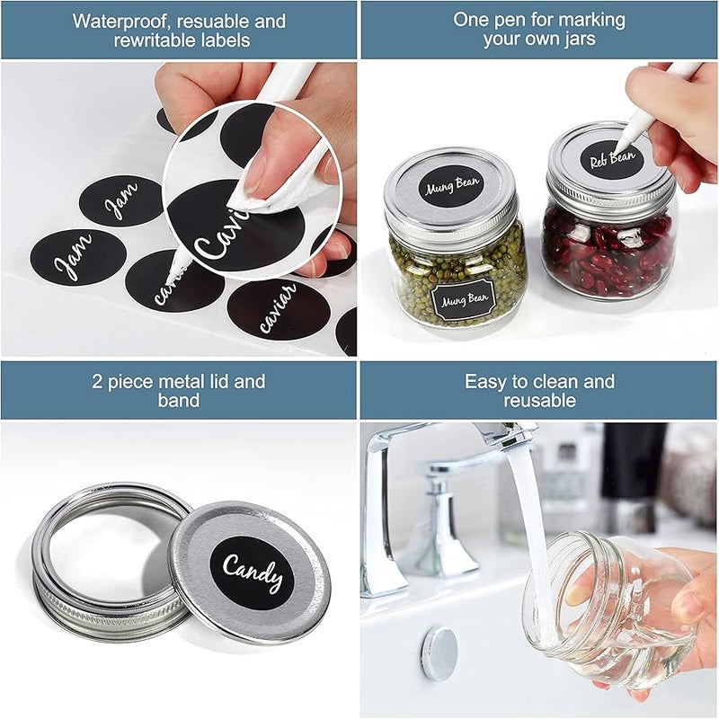 CycleMore 24 Pcs 8oz Clear Glass Mason Jars With Regular Silver Separable Lids, 250ml Round Spice Canning Jars for Honey, Jam, Herb, Wedding Favors, Kitchen Storage, DIY Souvenir - Image 4