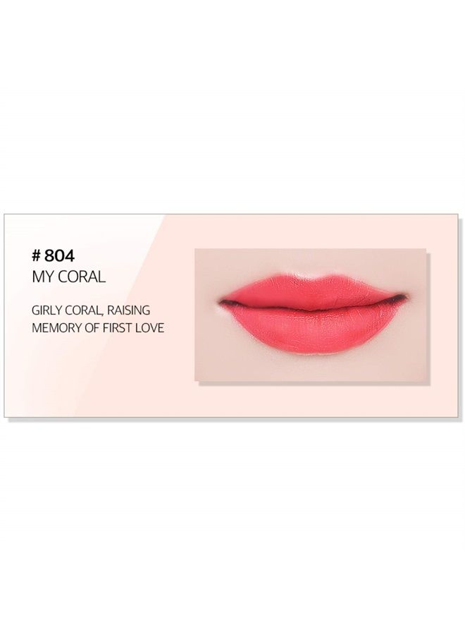 bom My Lipstick #804 Coral Long Lasting Strong Coral Matte Lipstick Velvet Texture - Image 2