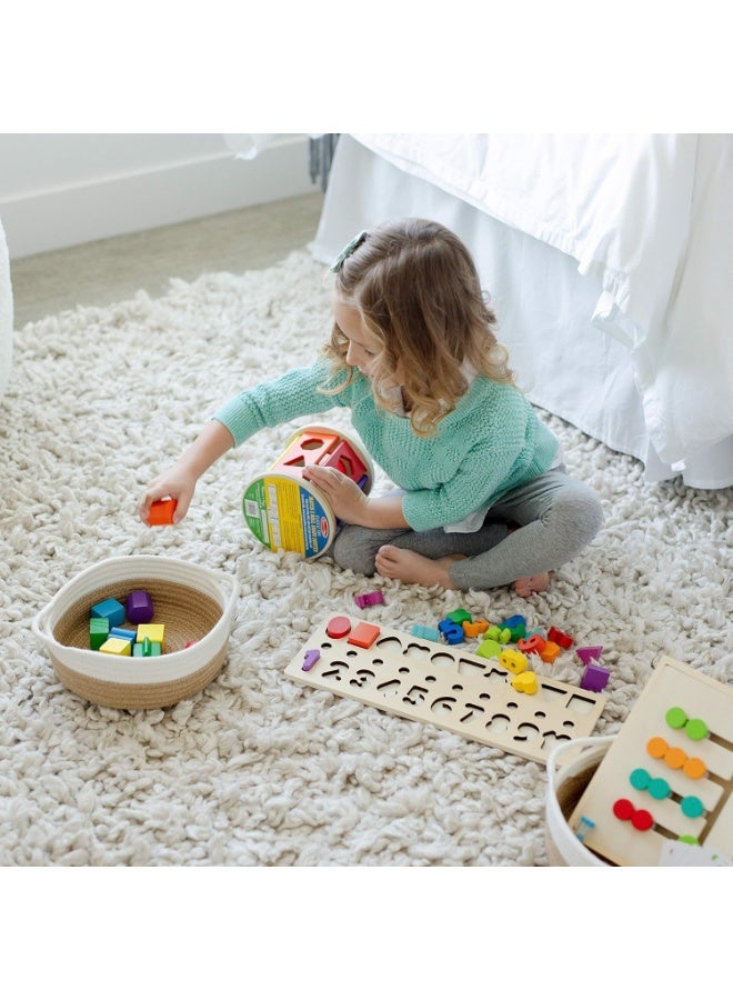 Arabest 5-Piece Round Small Woven Baskets Set– Cotton Rope Baskets for Organizing! Montessori Toys, Fruits Remotes Key Tray Bowl for Entryway Desk, Shallow Catchall Home Décor, Cat Dog Bin Gift - Image 3