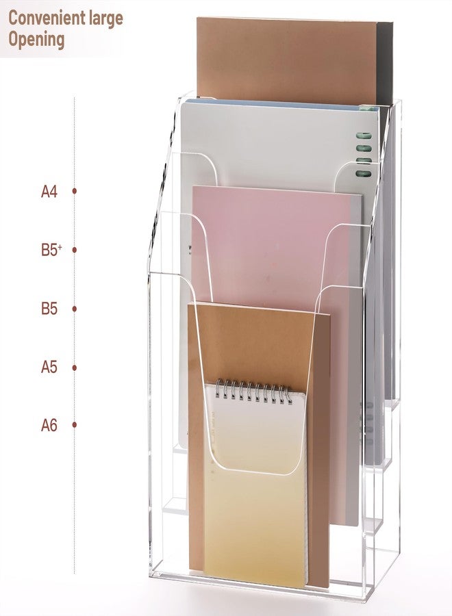 YUXUN Vertical Triple File Folder Holder Organizer,Acrylic File Organizer, File Sorter Clear Crystal - Image 2