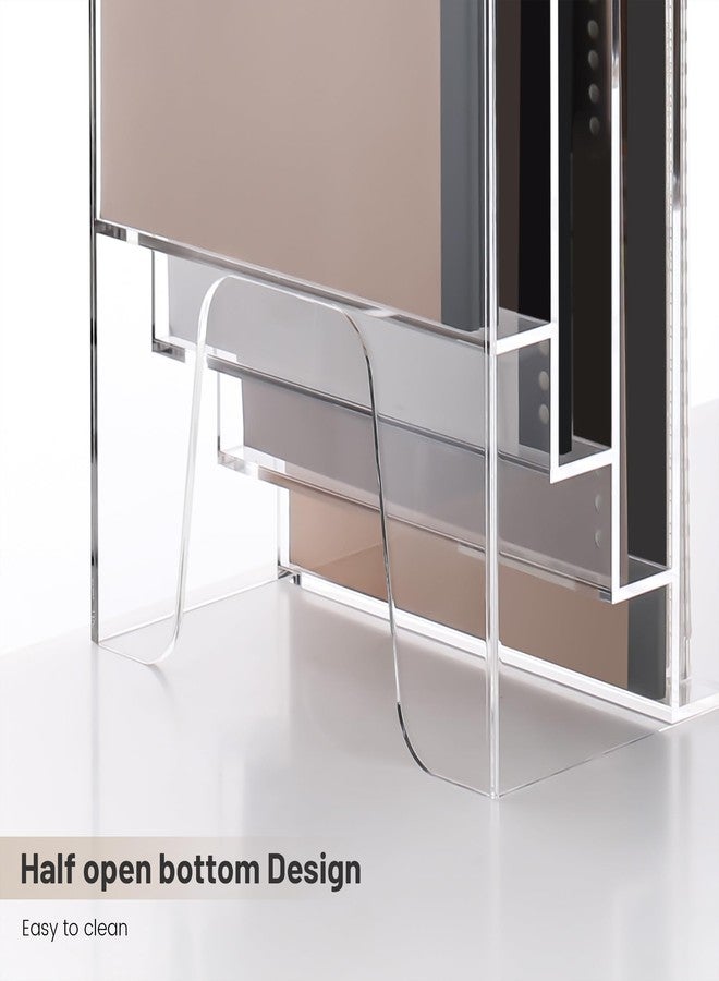 YUXUN Vertical Triple File Folder Holder Organizer,Acrylic File Organizer, File Sorter Clear Crystal - Image 3