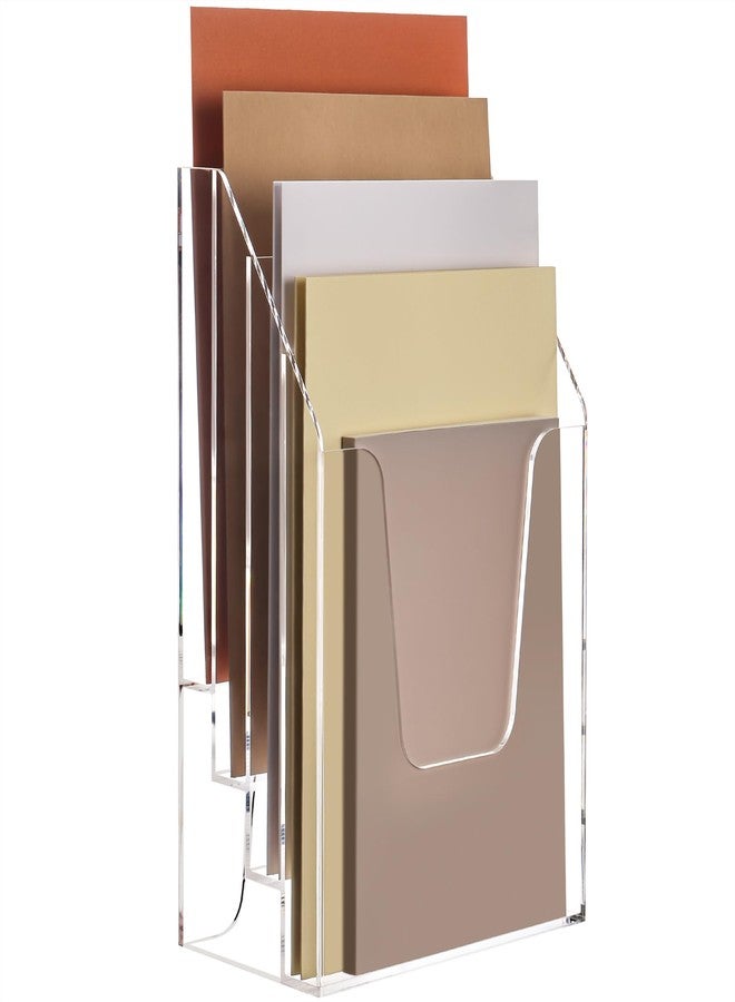 YUXUN Vertical Triple File Folder Holder Organizer,Acrylic File Organizer, File Sorter Clear Crystal - Image 1