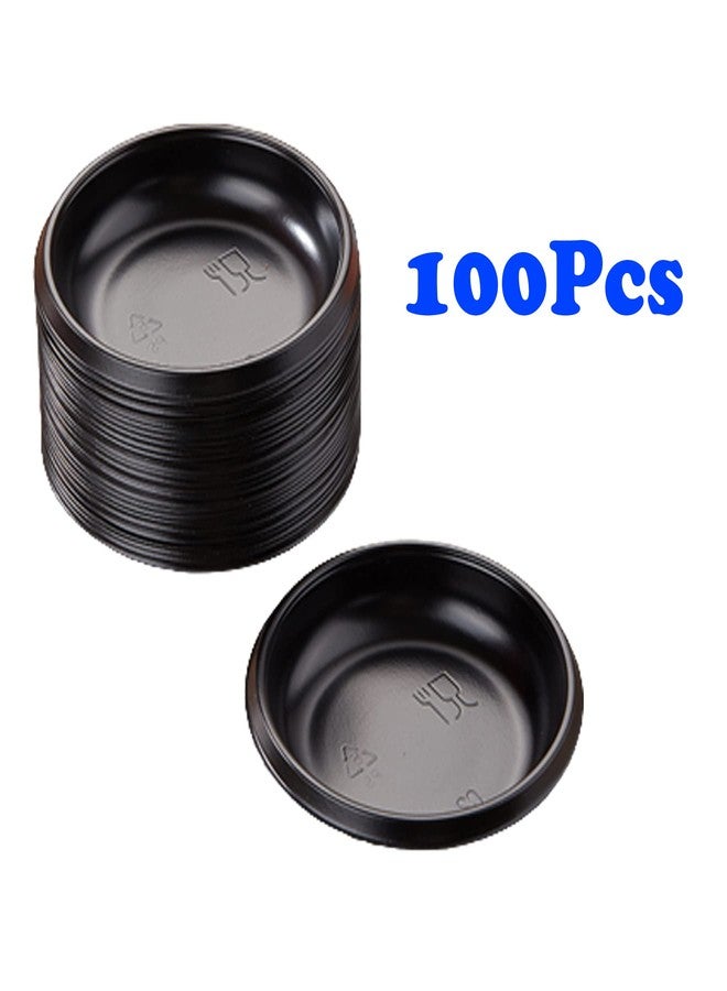 MGGi 100 Pack Round Sauce Dishes, Mini Disposable Dipping Plates for Dessert, Soup, Soy Sauce, Seasoning, Appetizers - Black, MG20220326 - Image 3