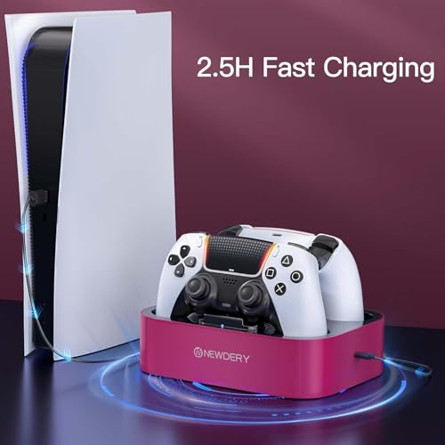 NEWDERY for PS5 Controller Charger Station Dual Charging Dock for PlayStation 5 DualSenseEdge Controller Fast Charging Stand with TypeC Cable Gamer Gift for Women Girls Mothers Day - Image 3