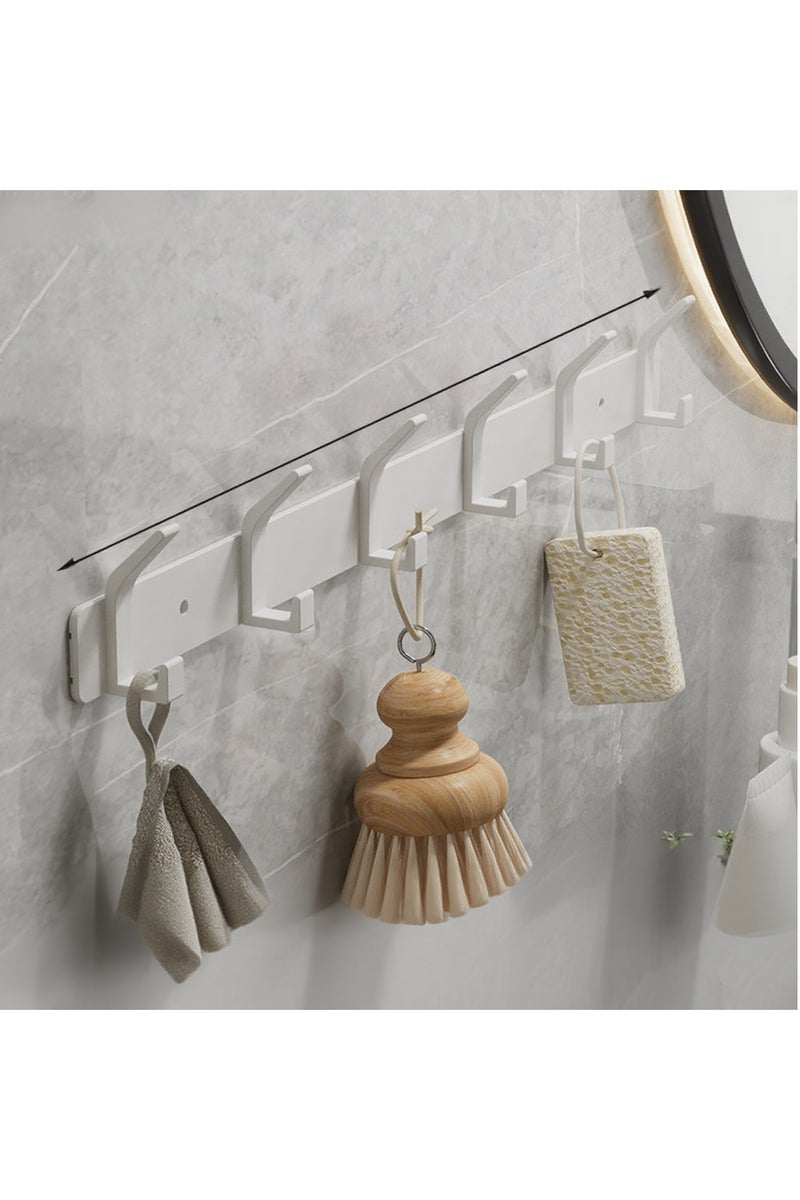 HOMESTAR رف أبواب متعدد الاستخدامات مع 6 خطافات، شماعة معاطف فوق الباب، خلف الحمام وغرفة النوم، شماعة معاطف ومناشف، رف معاطف للمناشف والملابس باللون الأبيض - Image 1