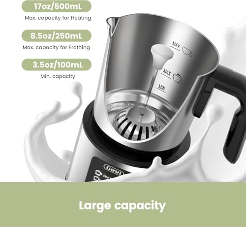 Gevi Milk Frother,5 in 1 Stainless Steel Professional Milk Steamer，Easy to Clean Hot Chocolate Maker,for Hot and Cold Milk Frother for Latte,Macchiato,Cappuccino and Hot Chocolate - Image 5