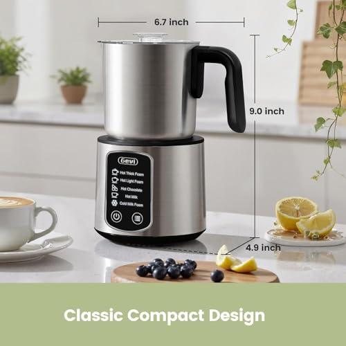 Gevi Milk Frother,5 in 1 Stainless Steel Professional Milk Steamer，Easy to Clean Hot Chocolate Maker,for Hot and Cold Milk Frother for Latte,Macchiato,Cappuccino and Hot Chocolate - Image 3