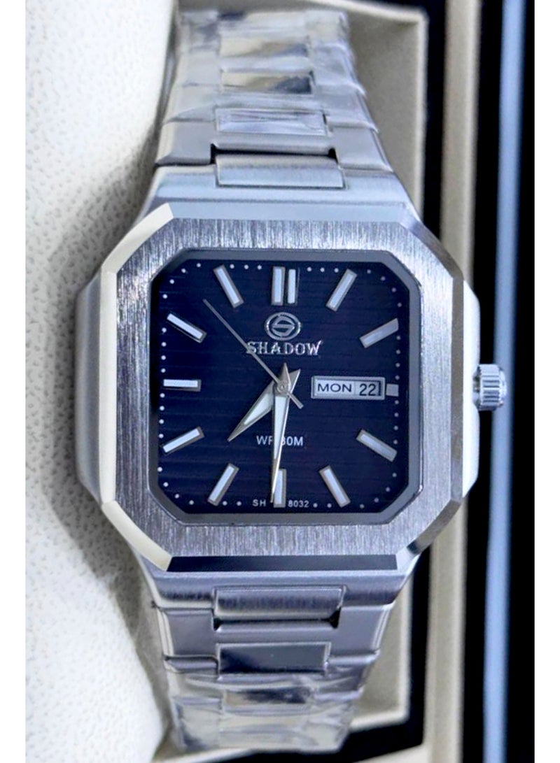 شادو ساعة شادو رجالية أنيقة - تصميم مربع مثمن - وظيفة اليوم والتاريخ - Image 1