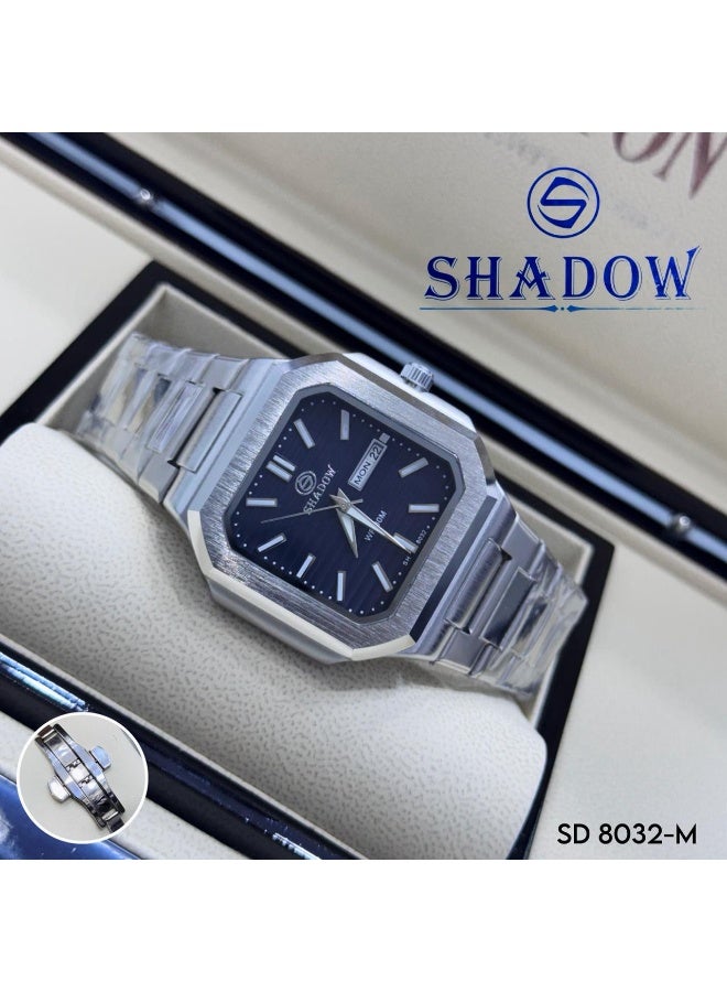 شادو ساعة شادو رجالية أنيقة - تصميم مربع مثمن - وظيفة اليوم والتاريخ - Image 2