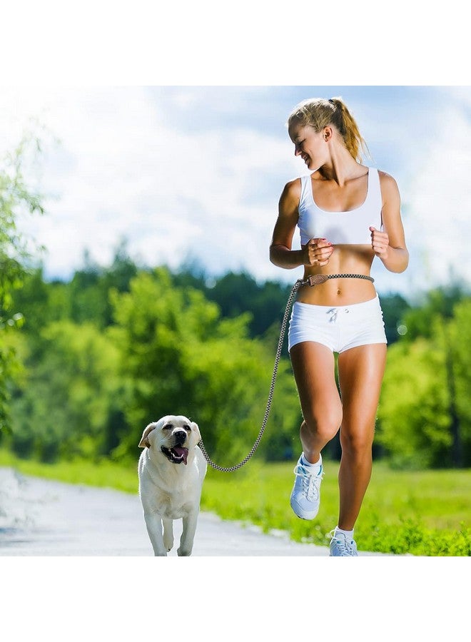 مايل هاي لايف مقود كلاب مايل هاي لايف بدون استخدام اليدين، مقود خصر متقاطع مع وصلة من الجلد الطبيعي، مقود متعدد الوظائف قابل للتعديل للمشي والجري (أسود كاكي، 7 أقدام) - Image 2