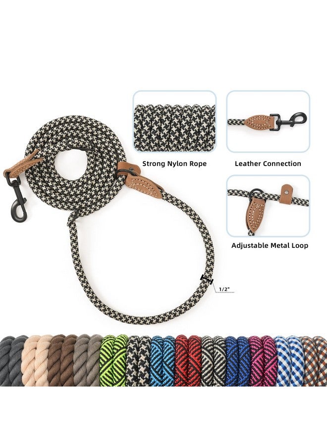 مايل هاي لايف مقود كلاب مايل هاي لايف بدون استخدام اليدين، مقود خصر متقاطع مع وصلة من الجلد الطبيعي، مقود متعدد الوظائف قابل للتعديل للمشي والجري (أسود كاكي، 7 أقدام) - Image 3