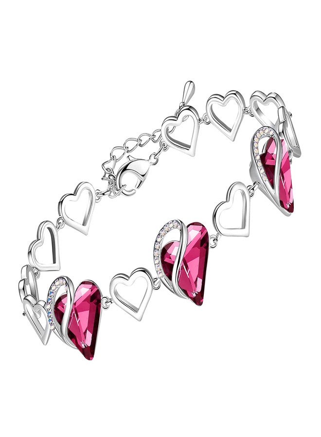 Leafael Infinity Love Heart Bracelet, Birthstone Bracelets For Women with Healing Crystals, Allergy-Free Jewelry for Women with Gift Box, Link Charm Bracelet with 7-inch Chain and 2-inch Extender - Image 1