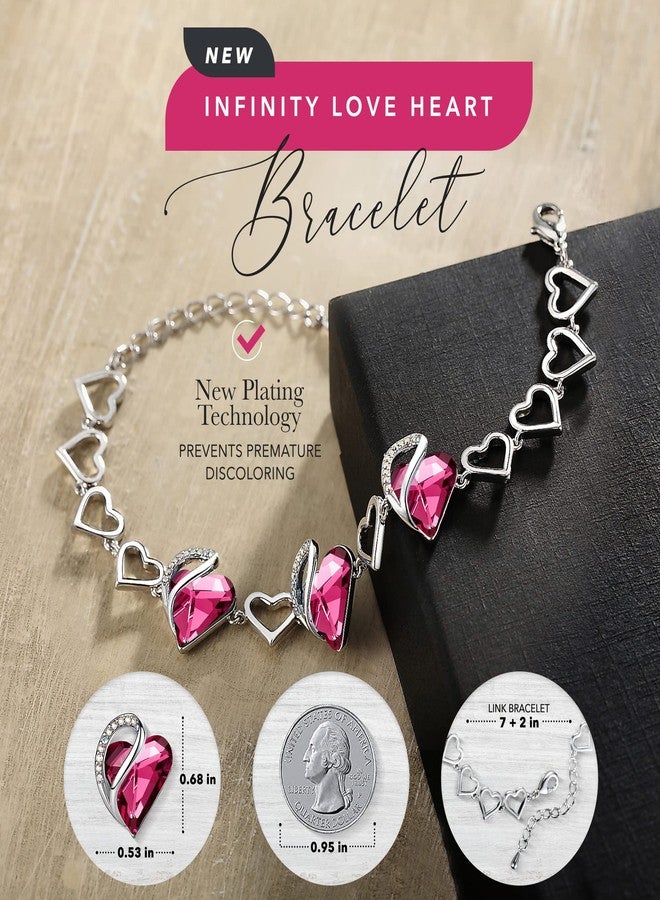 Leafael Infinity Love Heart Bracelet, Birthstone Bracelets For Women with Healing Crystals, Allergy-Free Jewelry for Women with Gift Box, Link Charm Bracelet with 7-inch Chain and 2-inch Extender - Image 2